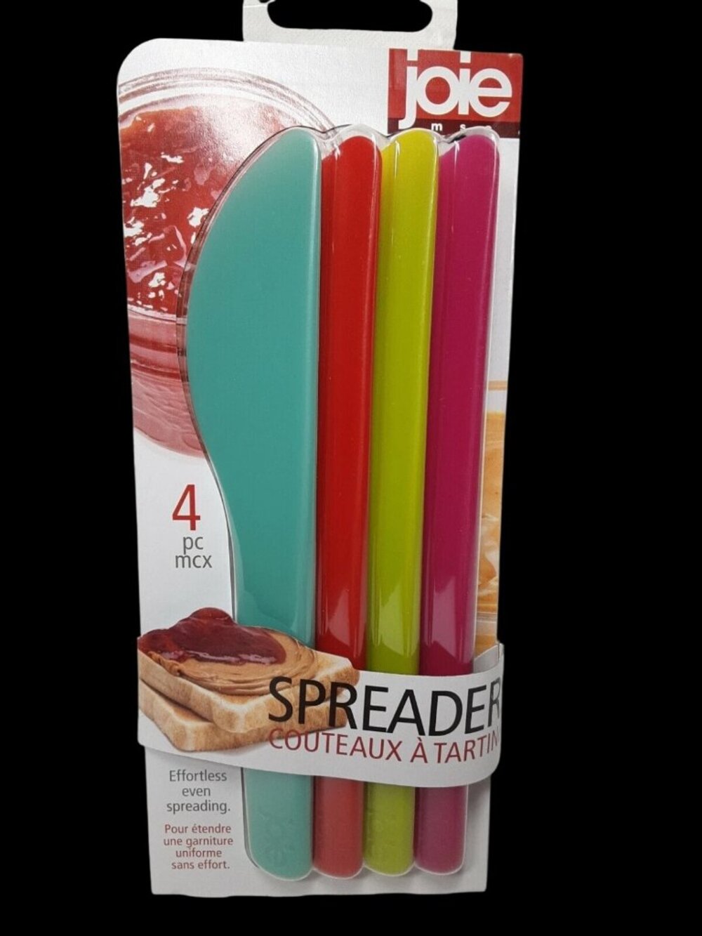 Joie Colorful BPA Free Plastic Spreaders Set of 4 Dishwasher Safe New